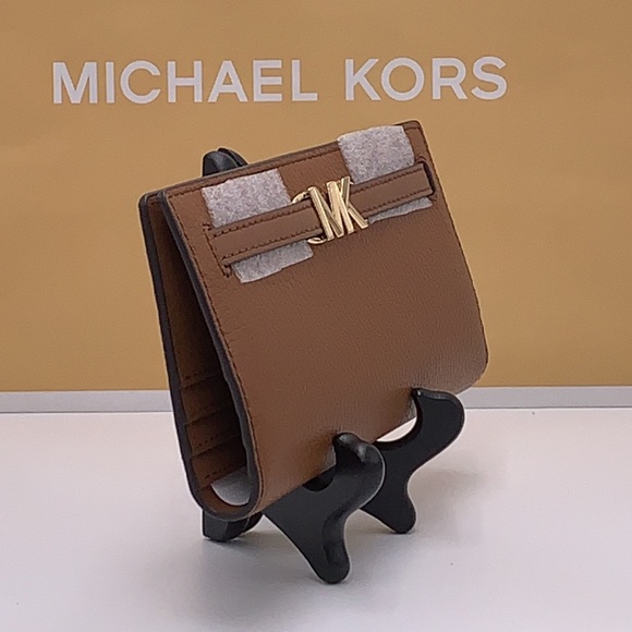 Michael Kors Reed Large Bifold Pebbled Leather Snap Wallet Card Case  Luggage - Picture 4 of 12